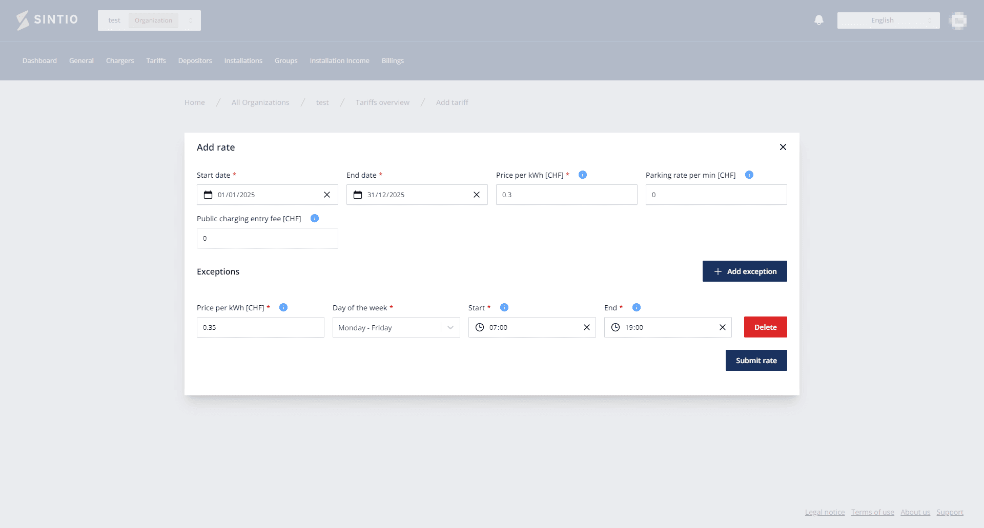 Profile page