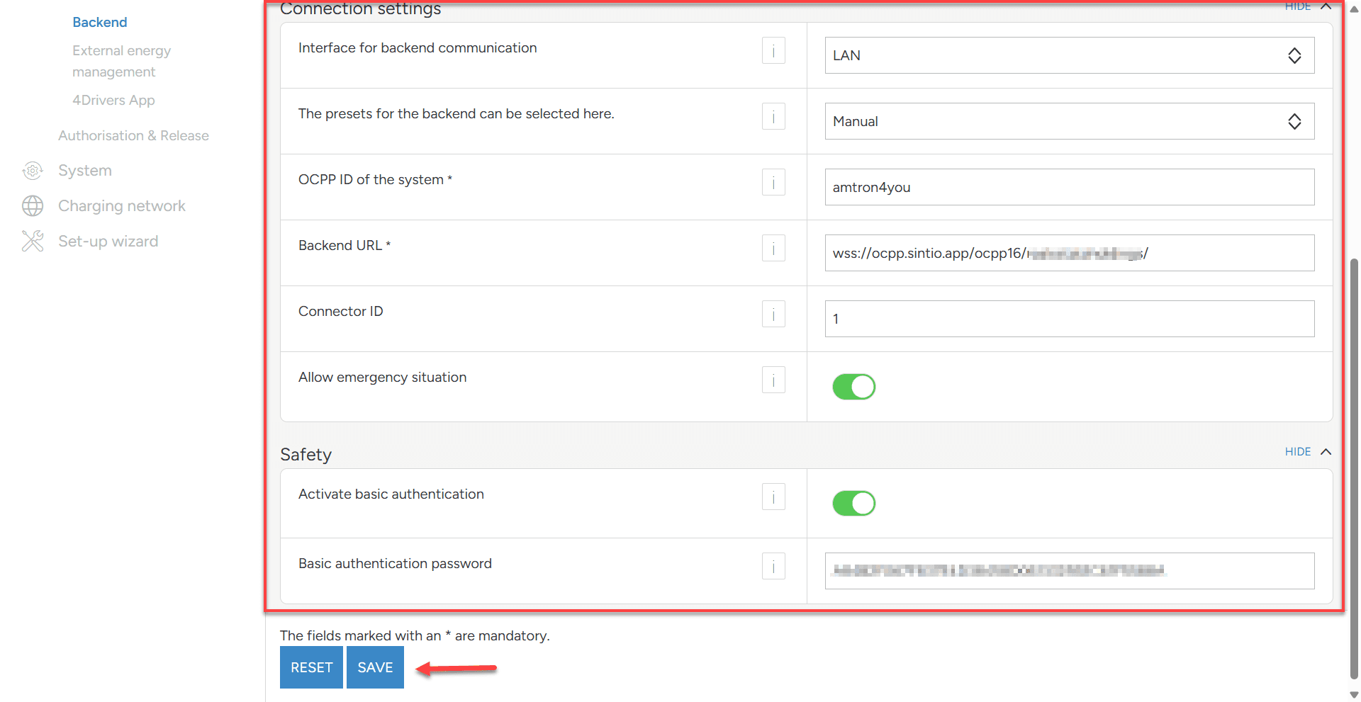 OCPP Settings